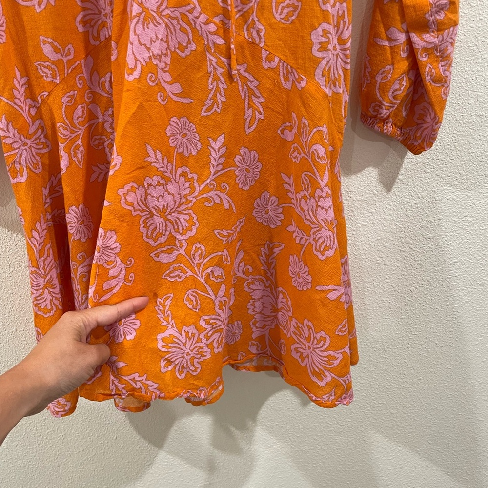 XiRENA Orange Pink Floral Mini Dress Size Small - Picture 12 of 12